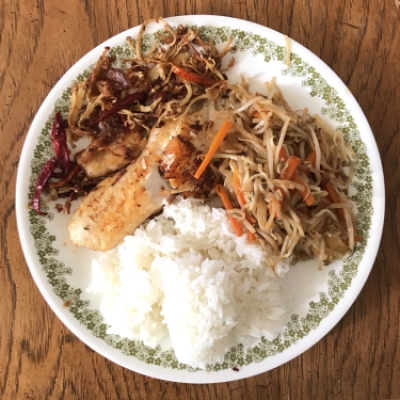 Fish, Bean Sprouts & White Rice